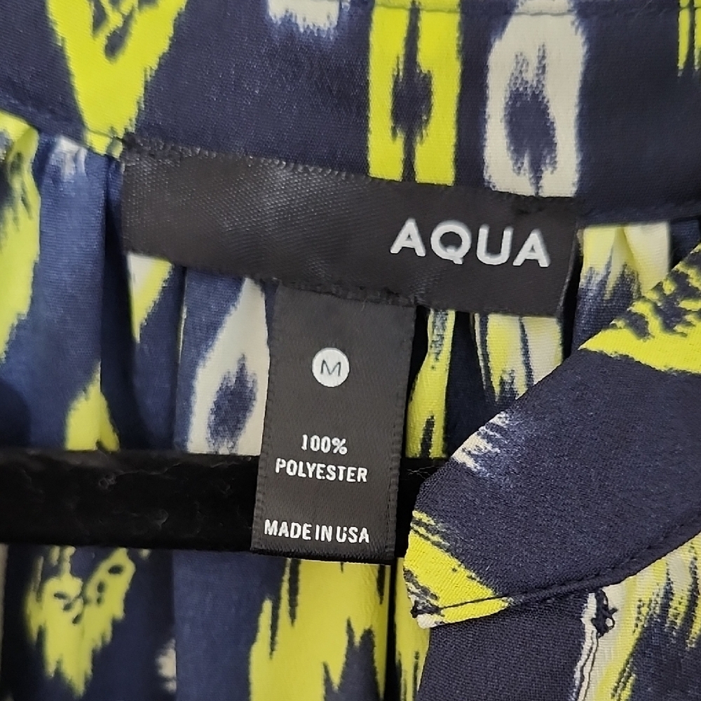 Aqua Yellow and Blue Mini Dress with Graphic Relaxed Style - Picture 2 of 10